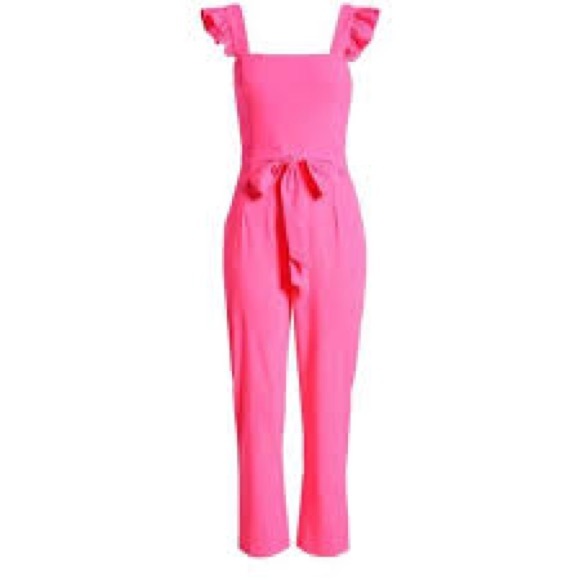 Lilly Pulitzer Eppley Neon Pink Jumpsuit Barbie Sleeveless Size XS 00 $228 - Picture 2 of 15